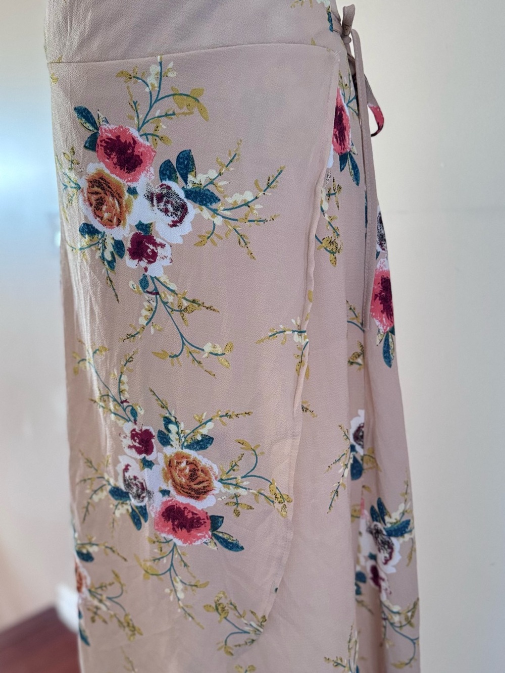 Floral Wrap Maxi Skirt - Cream Pink - Picture 5 of 7